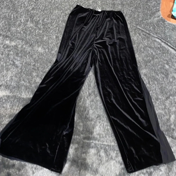 Alex Evenings Velvet Stretch Wide Leg Pants Black - Picture 5 of 11